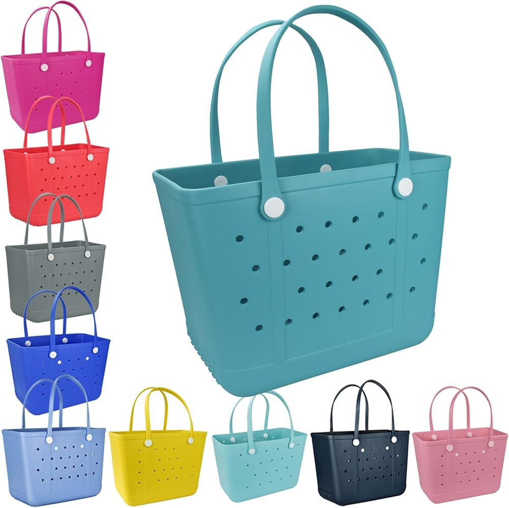 X Large Beach Bag, Oversized Rubber Beach Bag, Washable Open Tote Bag Durable Tote Travel Bags | Amazon (US)