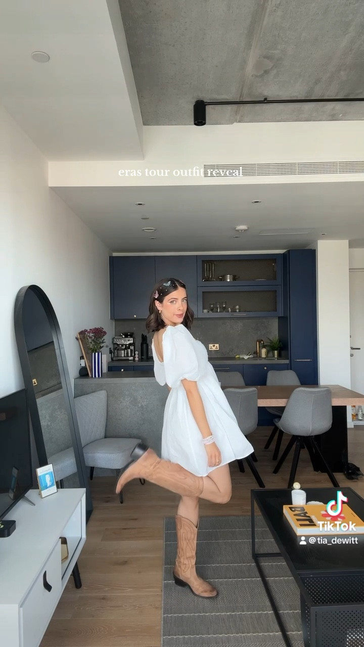 Abercrombie and fitch, Urban outfitters, Amazon, Asos, summer outfit, puff sleeve dress, white mini dress, cowboy boots, western boots, hair gems, butterfly clips, hair accessories, Eras tour outfit, Eras tour dress, Eras tour outfits 

#LTKeurope #LTKsummer #LTKstyletip