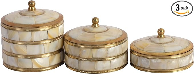 Set of 3 Vintage Round Hand Painted Decorative Jewelry Trinket Box Unique Gift For Home Décor An... | Amazon (US)