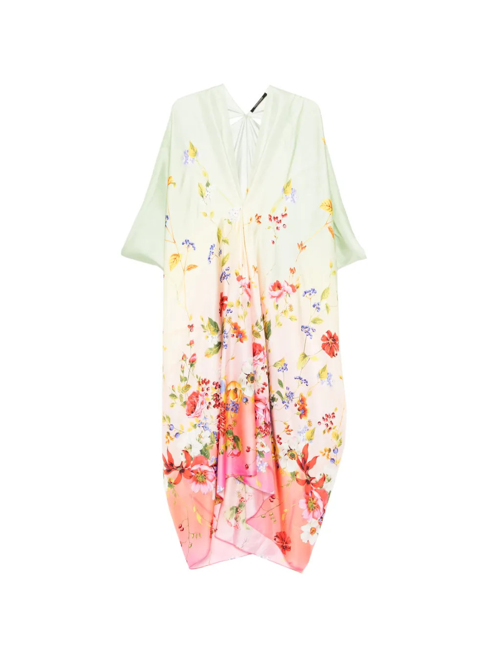 Roberto Cavalli floral V-neck kaftan - Neutrals | Farfetch Global