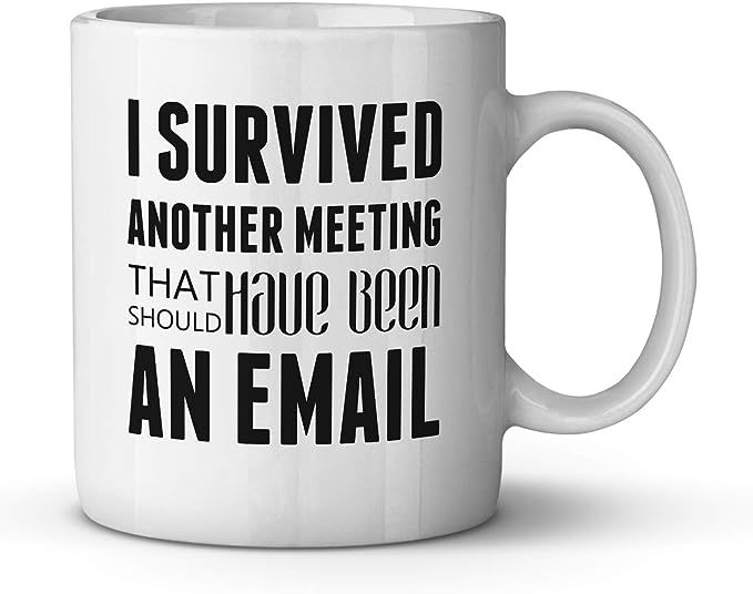 I Survived Another Meeting That Should Have been an Email Ceramic Coffee Mug Funny Co-worker Gift... | Amazon (US)