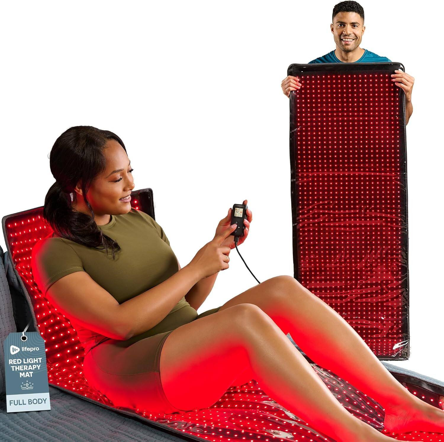LifePro - AllevaBody Fit Red Light Therapy Mat - 1280 LEDs, 660nm & 850nm Full Body Wrap & Relaxation Mat - Black | Best Buy U.S.