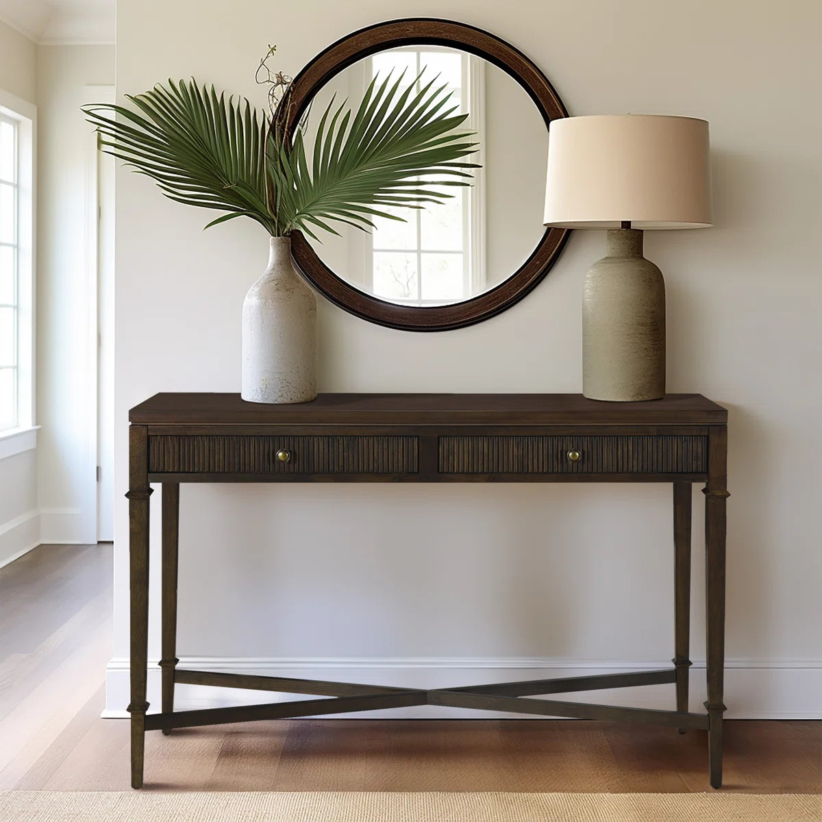 Lily Pond Kenna Brown Fluted 2-drawer Storage Console Table | Wayfair North America