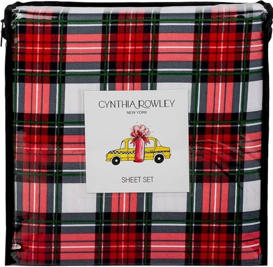 Christmas Winter Sheet Set (Red Tartan Plaid, King) | Amazon (US)