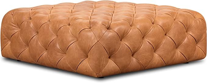 POLY & BARK Turin Ottoman in Full-Grain Pure-Aniline Dyed Italian Tanned Leather in Cognac Tan | Amazon (US)