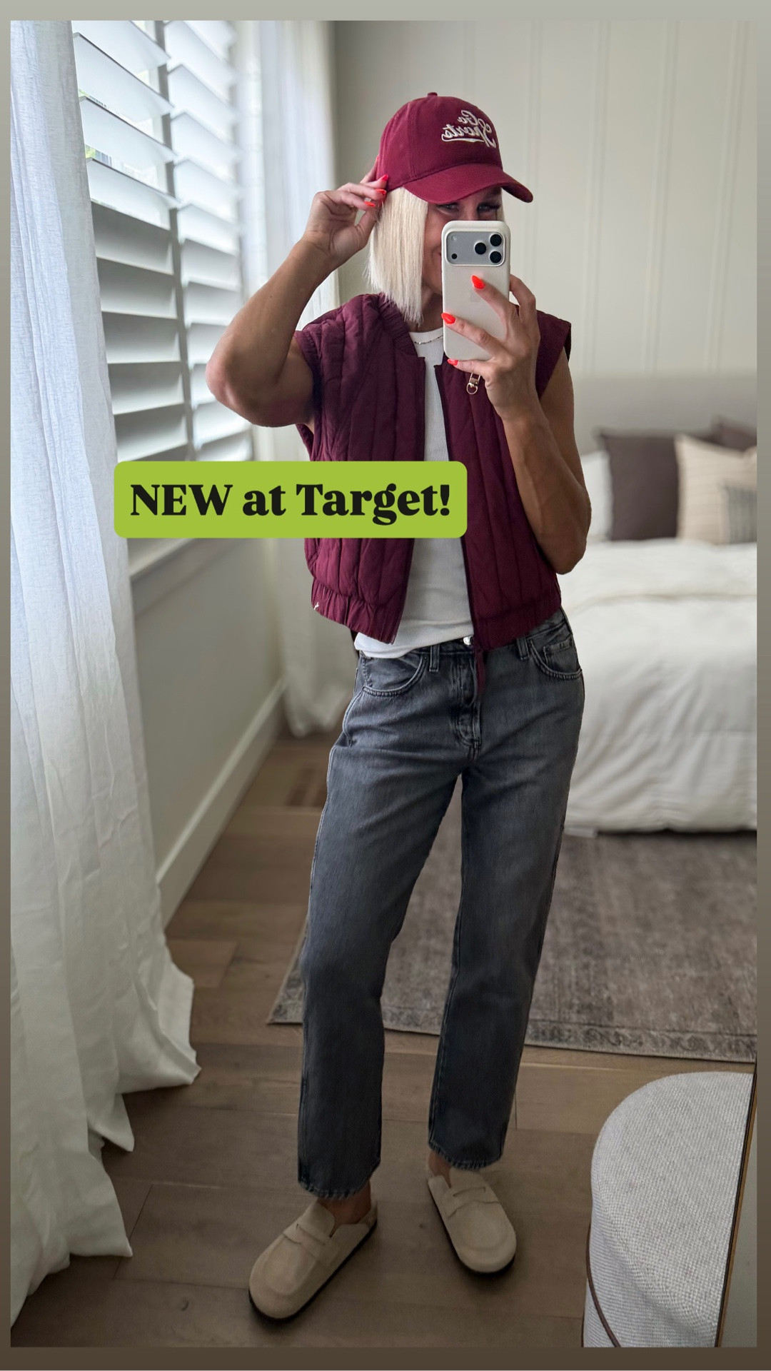 Head-to-toe @Target fall finds 
and I genuinely can’t pick a favorite. So many good, affordable pieces that don’t feel affordable. 🙌 
Vest comes in several colors - fits tts, wearing a medium 
Jeans come in 2 blue washes and a burgundy too. Fit tts
Loving the new clogs! The comfort is 20/10 and they Fit tts

#ad

#LTKmomlife #LTKSeasonal #LTKgrwm