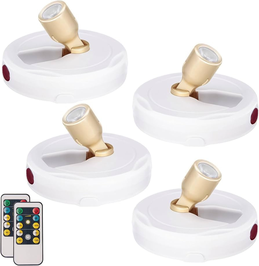 LED Spotlight, Battery Powered Picture Lights, Uplighting Indoor, Puck Lights with Remote, Stick ... | Amazon (US)