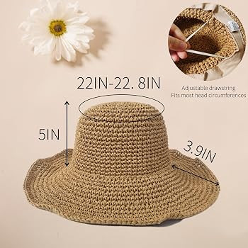 Floppy Big Beach Straw Hats for Women Foldable Summer Wide Brim Packable Sun Hat Womens Travel St... | Amazon (US)