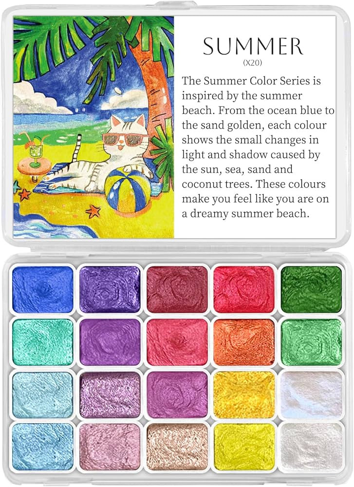 Mini Glitter Watercolor Paint Set, 20 Colors Shimmer Metallic Watercolour Painting Sets, Solid Pe... | Amazon (US)