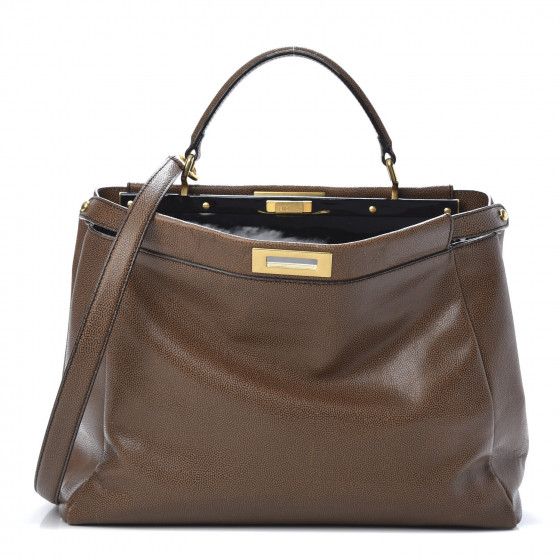 Calfskin Large Peekaboo Iconic Satchel Brown | Fashionphile