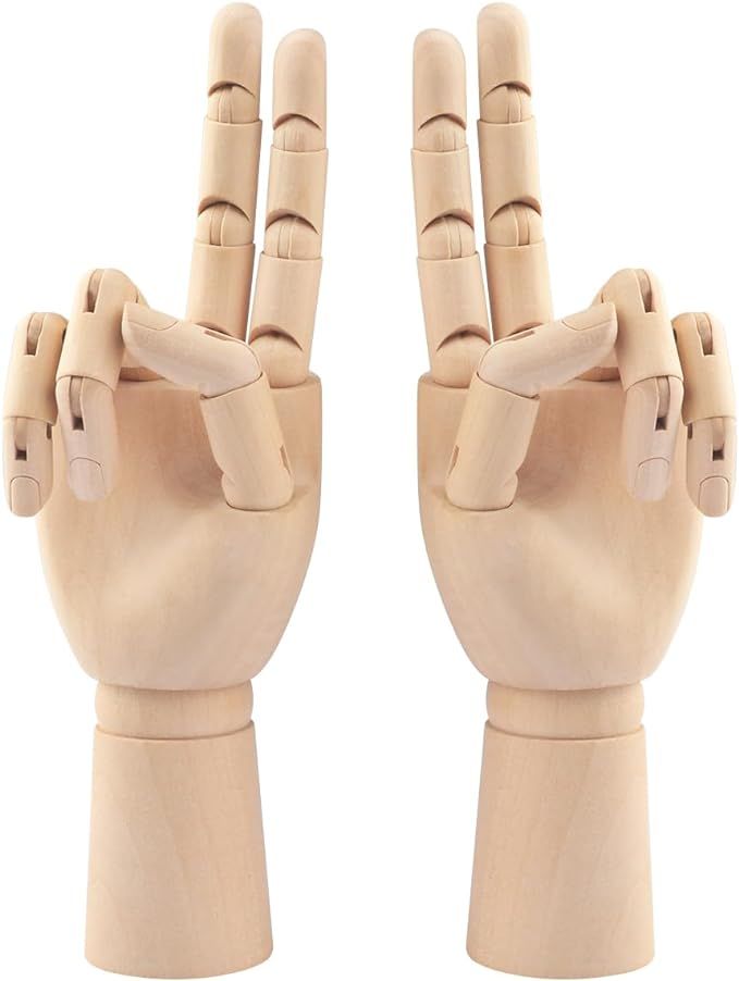Wooden Hand Model, 2 PCS, 7 Inches Left and Right Hand Art Mannequin Figure with for Hand Jewelry... | Amazon (US)