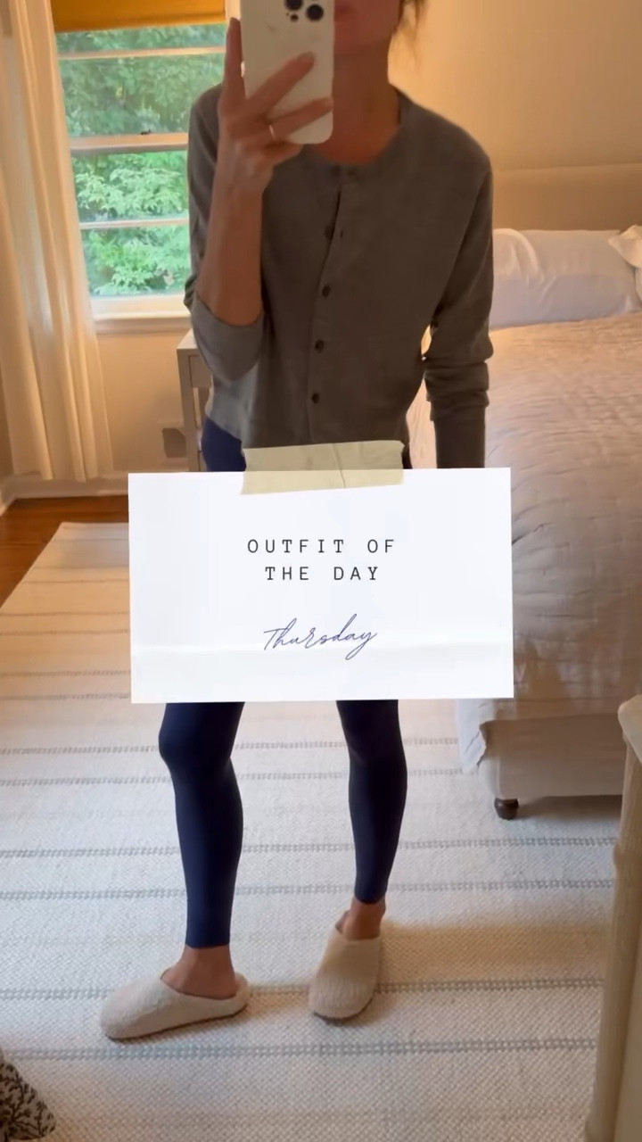 Happy rainy Thursday! It’s so bleak here but honestly I was ready for a casual cozy day anyways. So excited about this set from Daily Drills. The stretch fit is so good for working out or a dress down day. I wore my GO! DRILLS pants for drop off and plan to stay in them all day. Wearing size small (my true size) • The bra is the Go! DRILLS V-Neck Bra. It’s super supportive, flattering and just cool. No other way to say it but I like how I feel and how I look when I wear it! Wearing a small• Cardigan is the J. Crew Featherweight Cashmere Cardigan. 4.7 star rating for good reason. Super soft, versatile piece good for layering in Fall. Comes in so many colors so is a great way to add a pop of color when you need it too. • Rothy’s Cozy Clogs are just as the name implies. Perfect for lounging or WFH days. Warm, cozy and will be wearing on repeat this Fall • Amazon stud earring and Dorsey necklace to help elevate an otherwise casual look. Have a great Thursday friends! 

#LTKSeasonal #LTKActive #LTKStyleTip