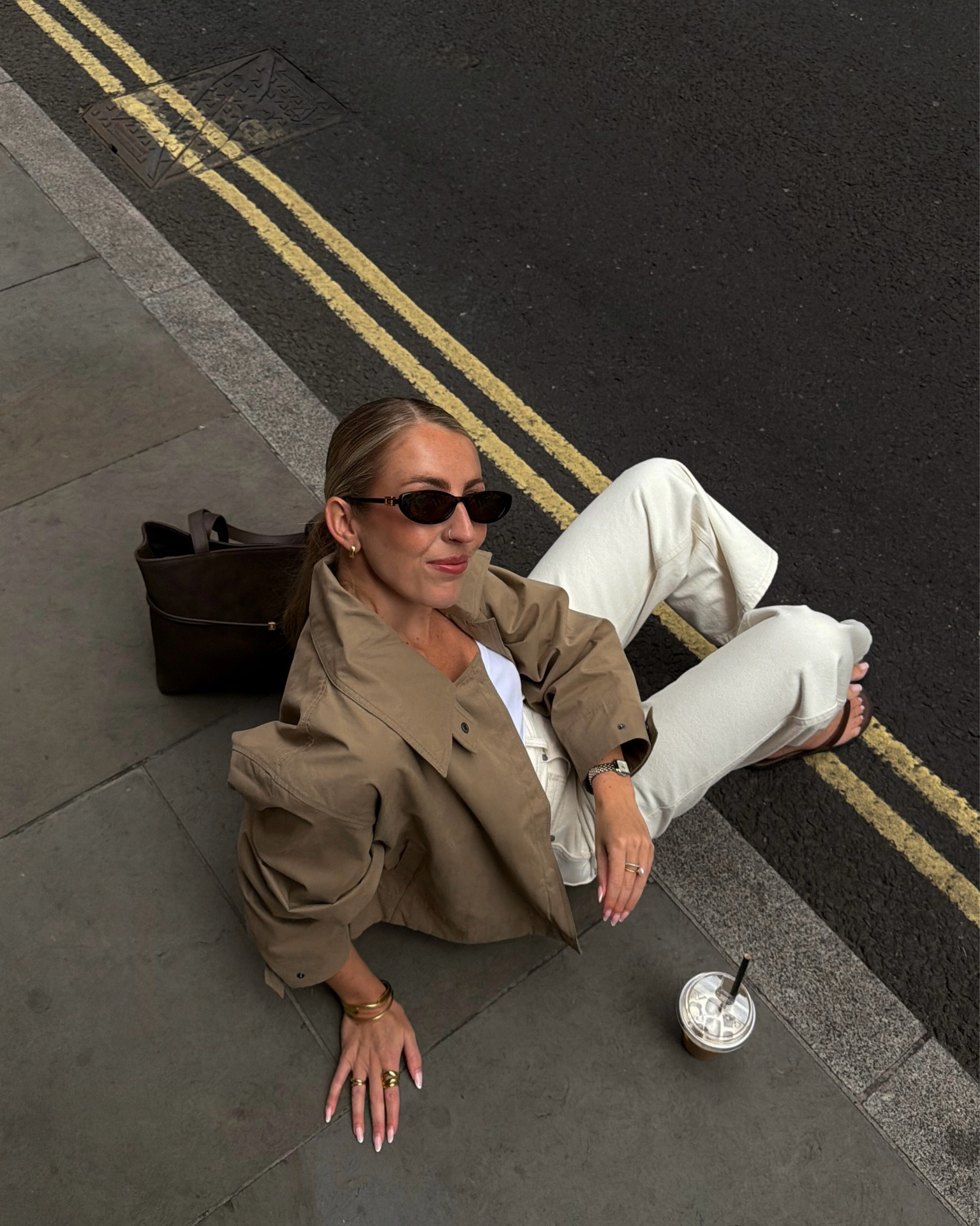 A transitional outfit styled with ecru jeans and flip flops 🤎 

COS jacket, transitional styling, autumn outfit, Katie Loxton bag

#LTKuk #LTKautumn #LTKjeans