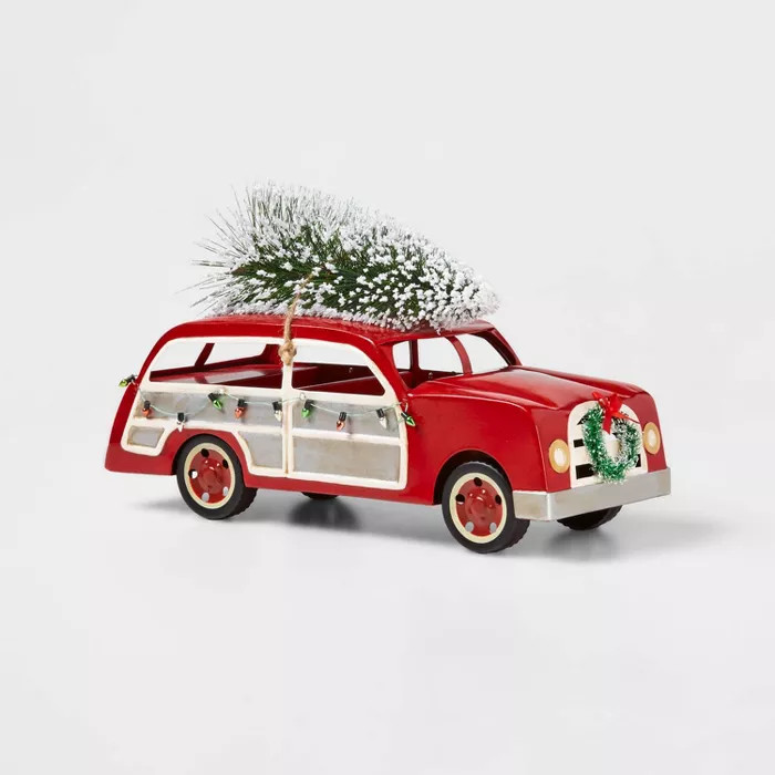 Large Station Wagon with Christmas Tree on Top Decorative Figurine Red - Wondershop™ | Target