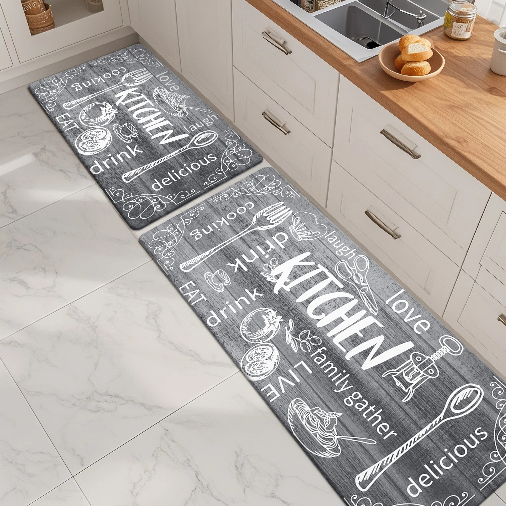 Anti-Fatigue Non-Skid Waterproof Kitchen Mat (Set of 2) | Wayfair North America
