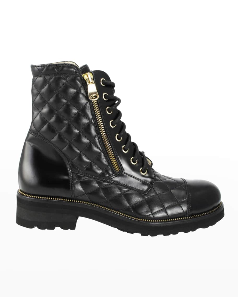 Ron White Tiffany Quilted Leather Combat Booties | Neiman Marcus