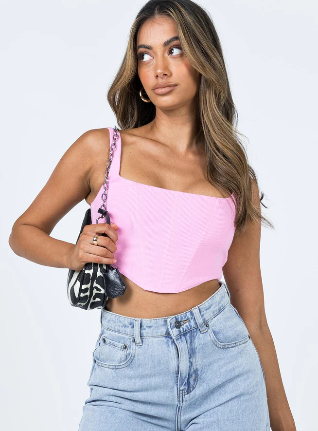Kaeshia Rib Bustier Pink | Princess Polly US