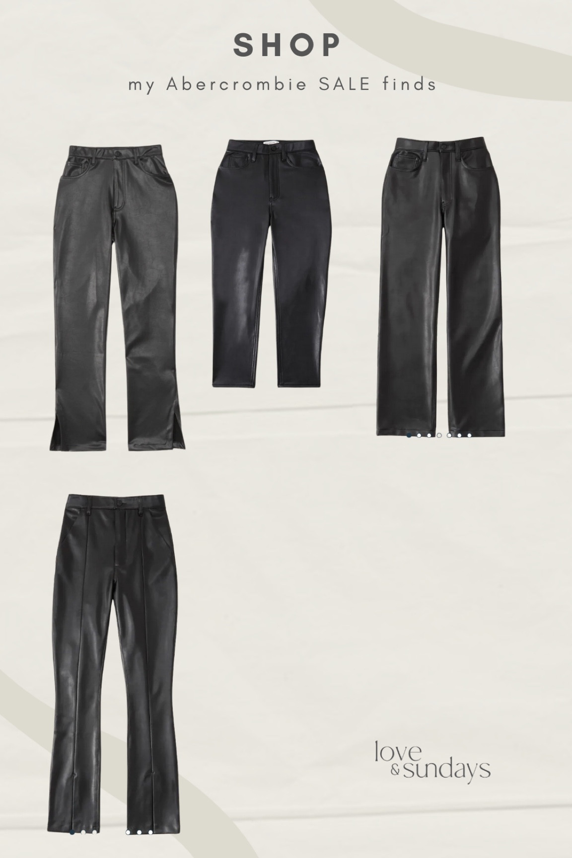 These are my go to leather pants! All with differ silhouettes for optional styling combos! My personal fave is the ankle straight and it’s on crazy sale right now!

Use code AFLTK for an additional 25% off most items!

#LTKsalealert #LTKxAF #LTKFind