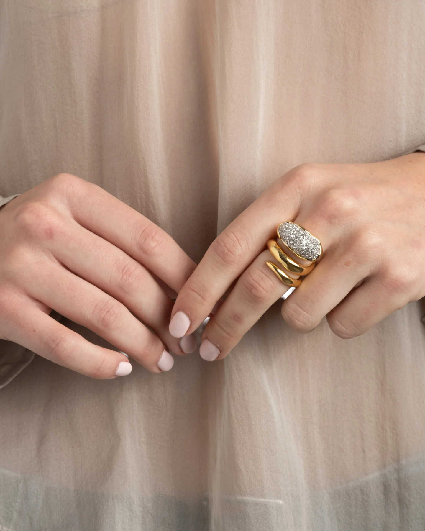 Solanales Crystal Coiled 14k Gold Plated Pebble Ring | Alexis Bittar