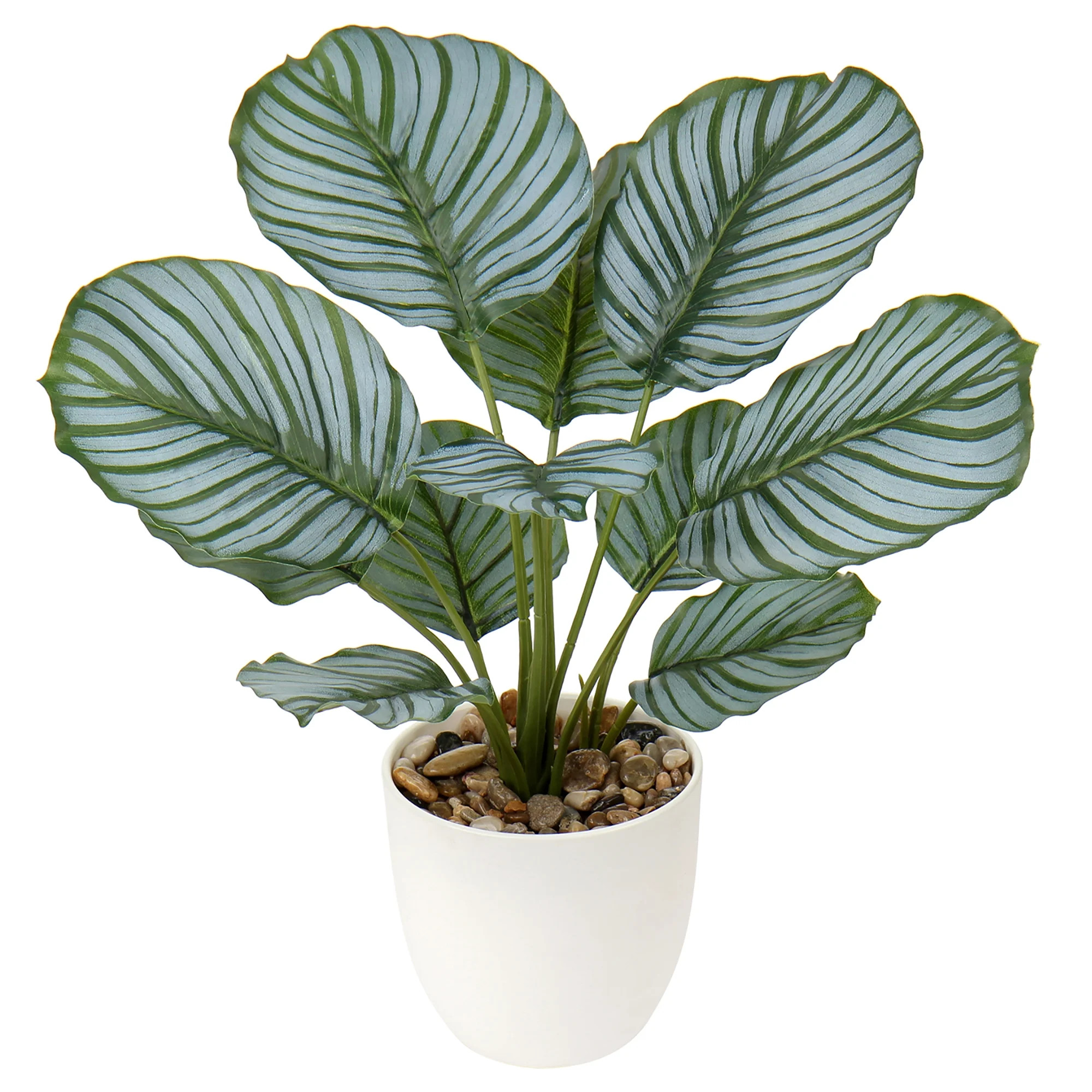 18'' Artificial Prayer Plant Potted Faux Calathea Plant in White Pot Home Decor Indoor Fake Plant... | Walmart (US)
