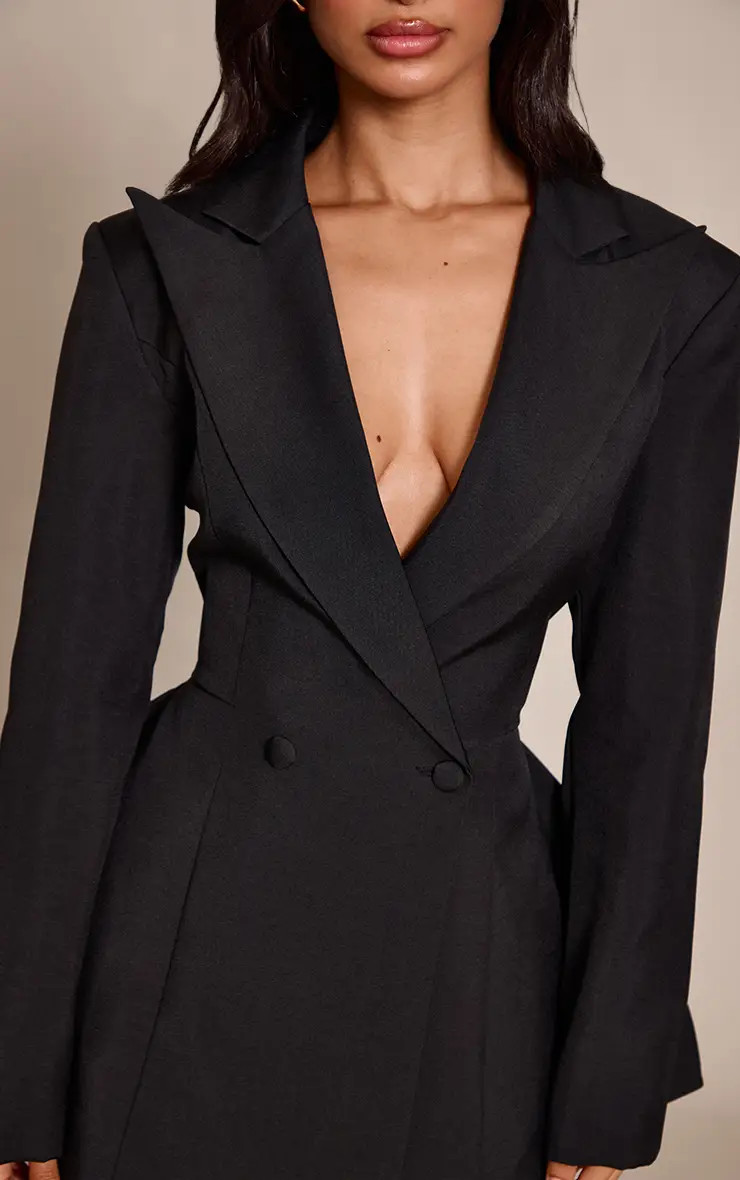 Black Double Breasted Shift Blazer Dress | PrettyLittleThing USA | PrettyLittleThing US