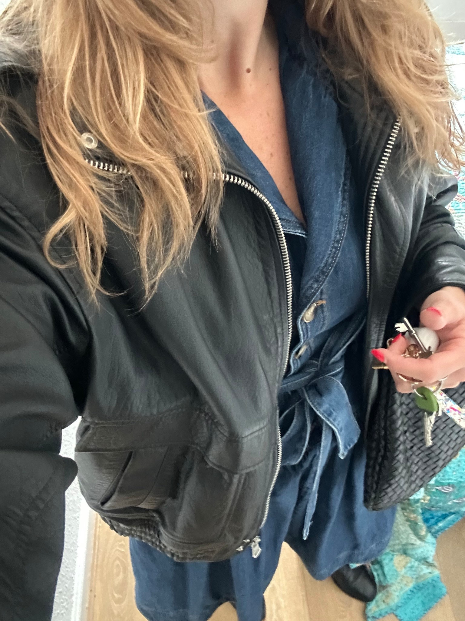 Denim shirt dress, spring outfit, office outfit, everyday workwear, black leather bomber, city outfit, black knee high leather boots 

 #LTKuk #LTKspring #LTKworkwear