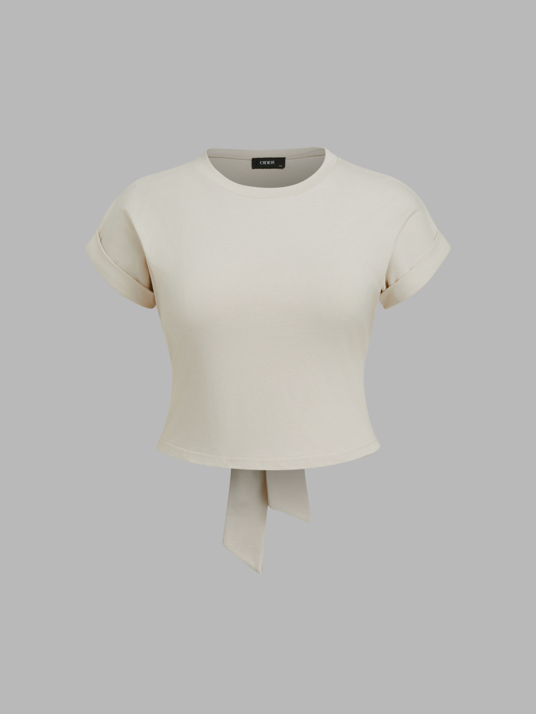 Jersey 100% Baumwolle Cut-Out Schleifen-Oberteil Kurve & Plus For Lässige Alltagskleidung | Cider