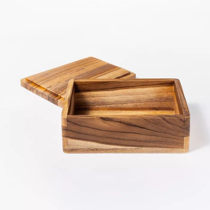 6" x 8" Teak Wood Box Natural - Threshold™ designed with Studio McGee | Target