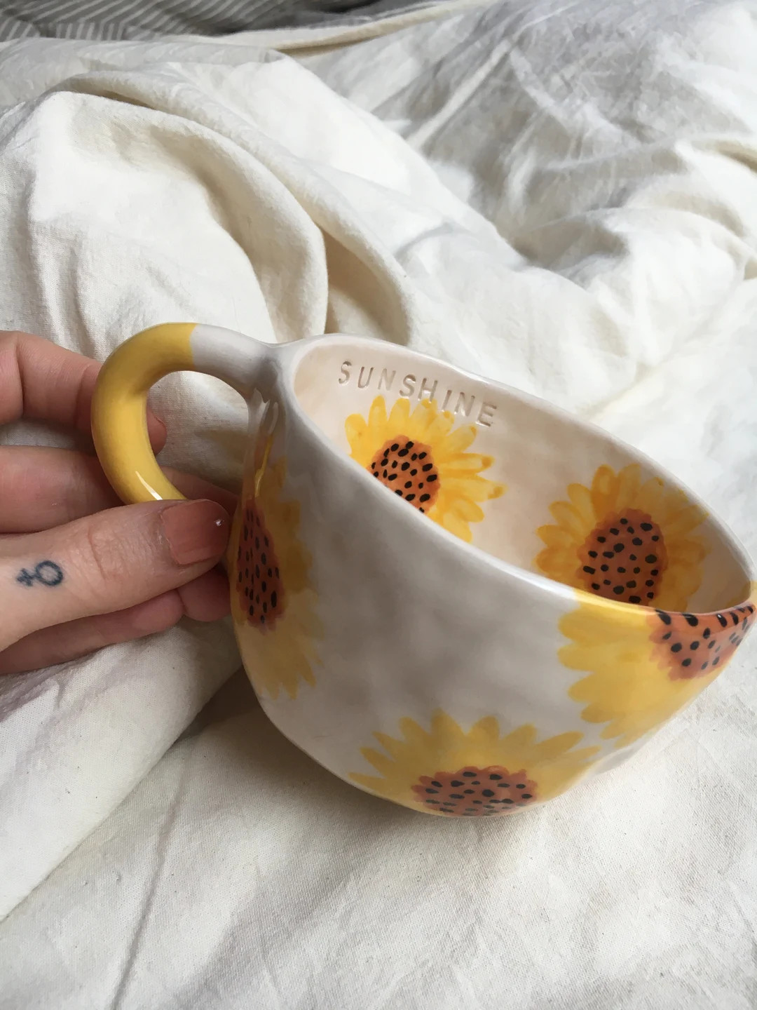 Yellow Sunflower Handmade Ceramic Coffee Tea Mug Cup - Etsy | Etsy (US)