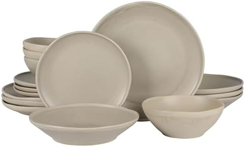 Gibson Elite Island Cove 16 Piece (Service for 4) Plates and Bowls Reactive Glaze Organic Round D... | Amazon (US)