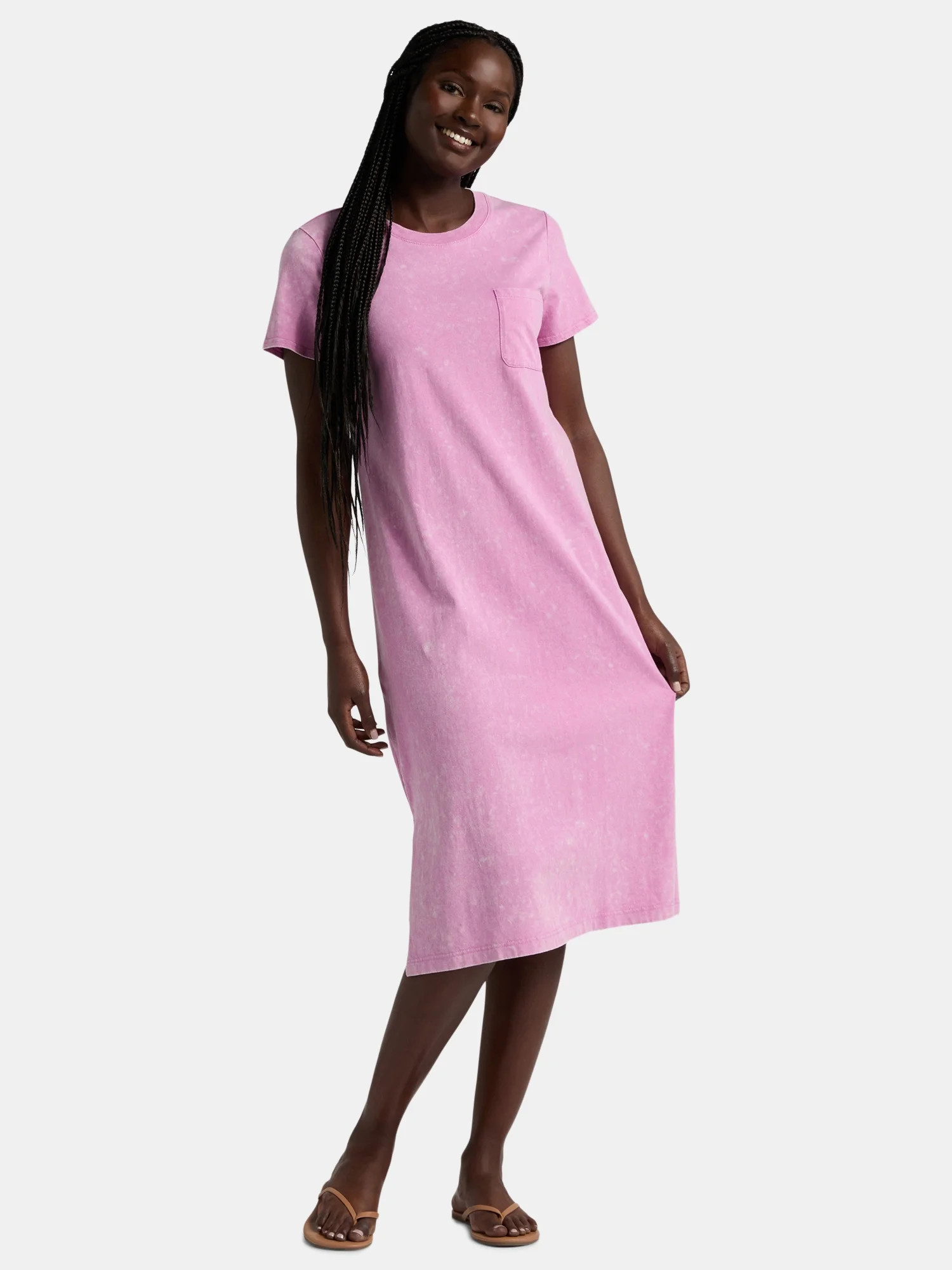 Time and Tru Women's Cotton Midi T-Shirt Dress, Sizes XS-XXXL | Walmart (US)