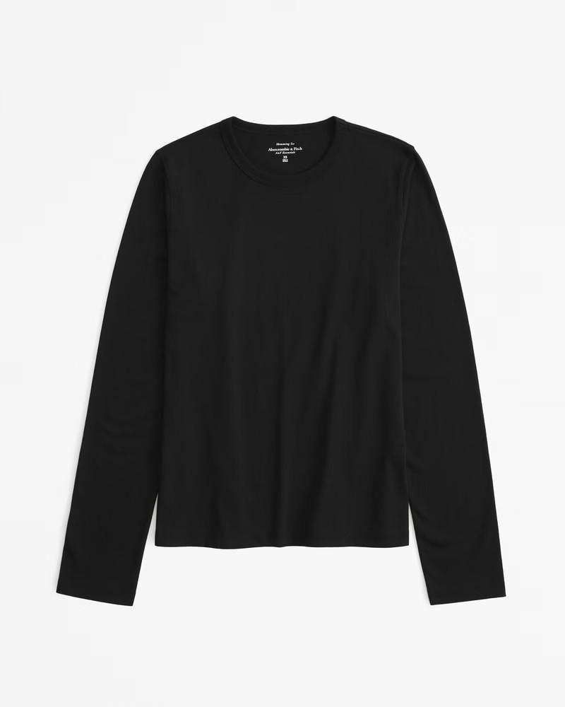 Essential Long-Sleeve Polished Body-Skimming Tee | Abercrombie & Fitch (US)