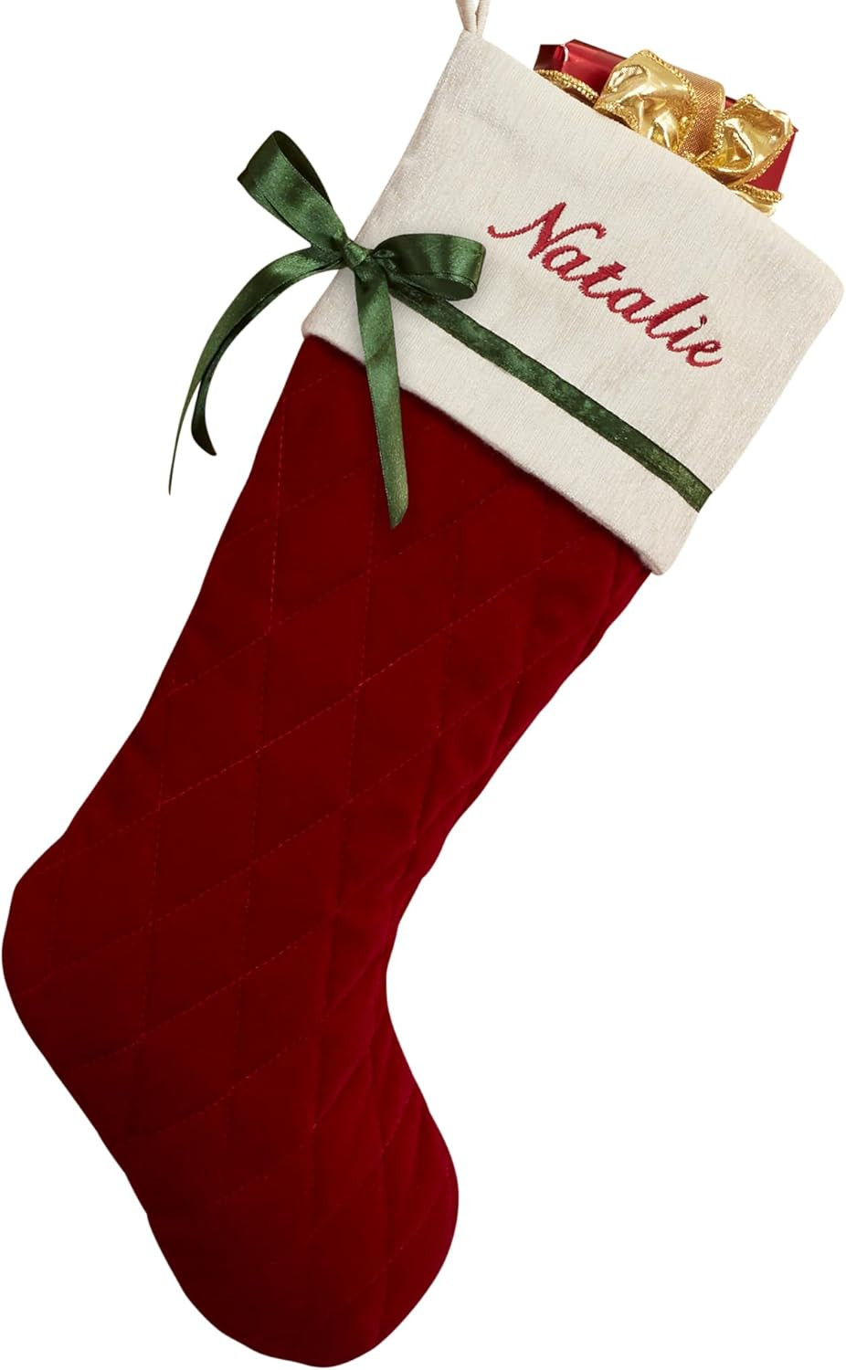 Personalization Universe Winter Classic Personalized Quilted Stocking with Bow, Customizable with... | Amazon (US)