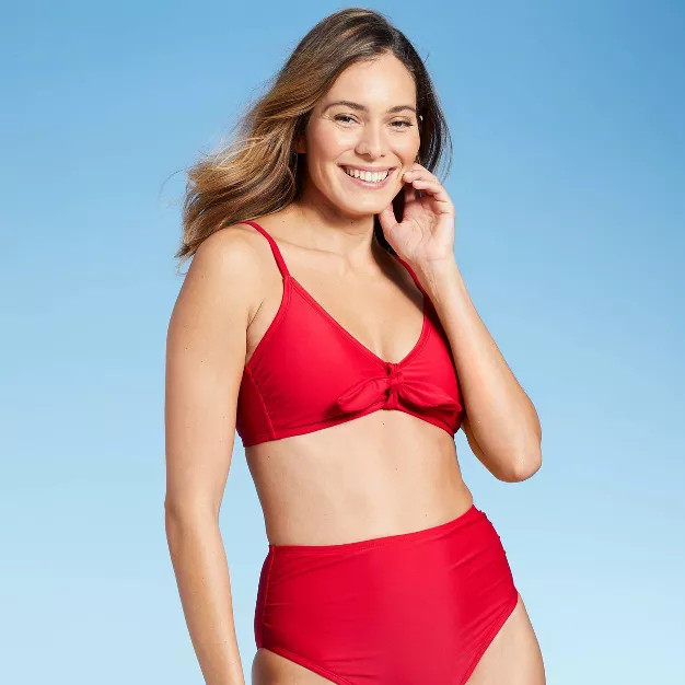 Women's Tie-Front Bikini Top - Kona Sol™ Red | Target