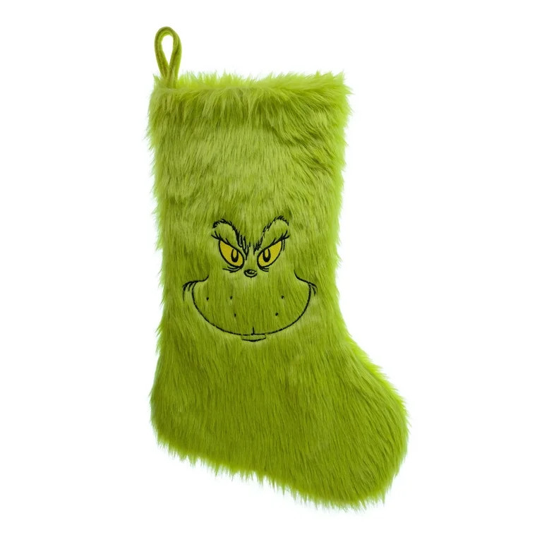 Dr. Seuss' How The Grinch Stole Christmas Furry Green Grinch Face 20 inch Stocking by Ruz | Walmart (US)