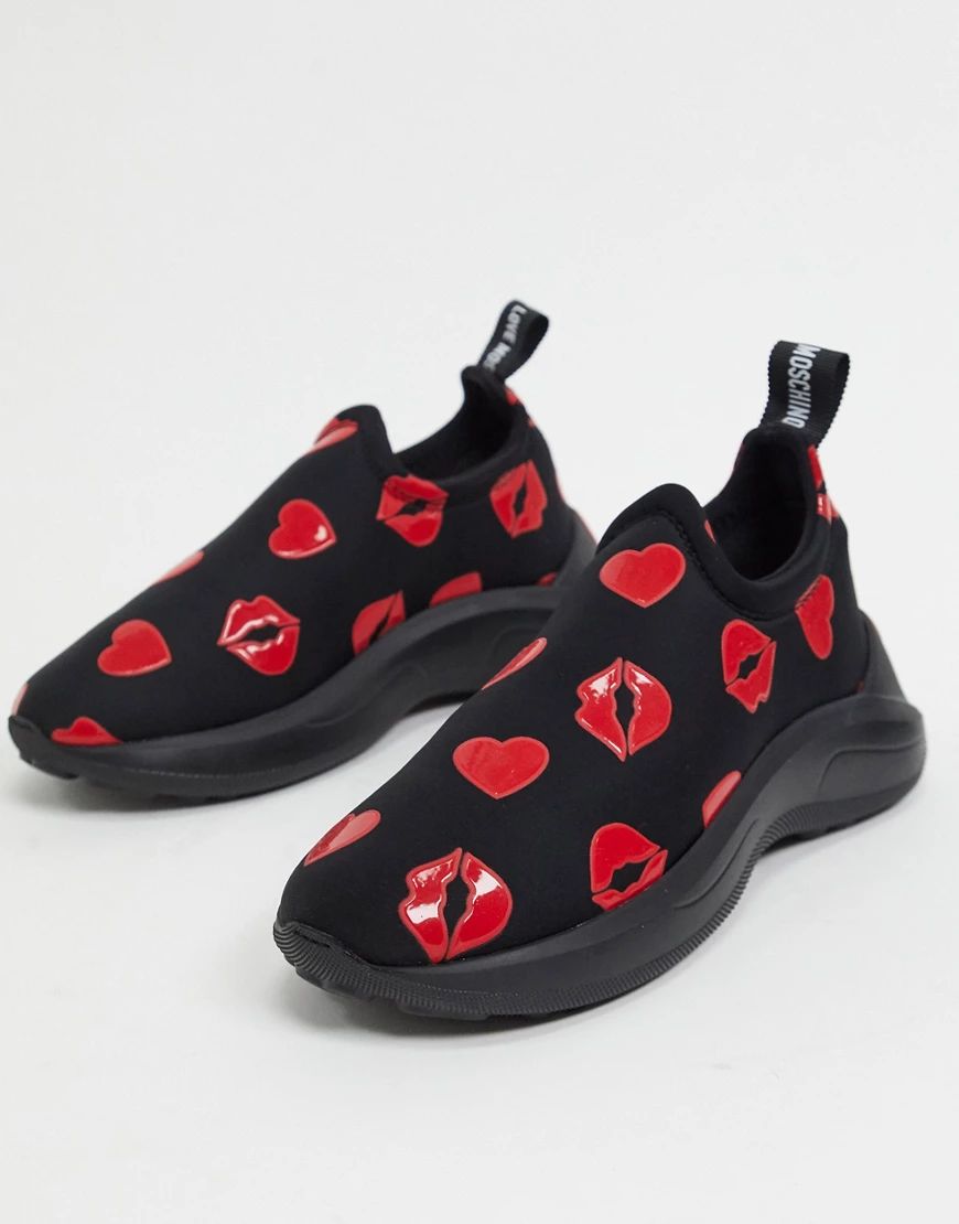 Love Moschino lips sock sneakers in black | ASOS (Global)