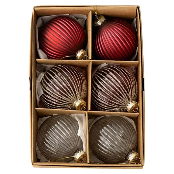 Qocolhg 6 Pcs Farmhouse Christmas Ball Ornaments Set, 2.36 Inch Rustic Shatterproof Christmas Bal... | Walmart (US)