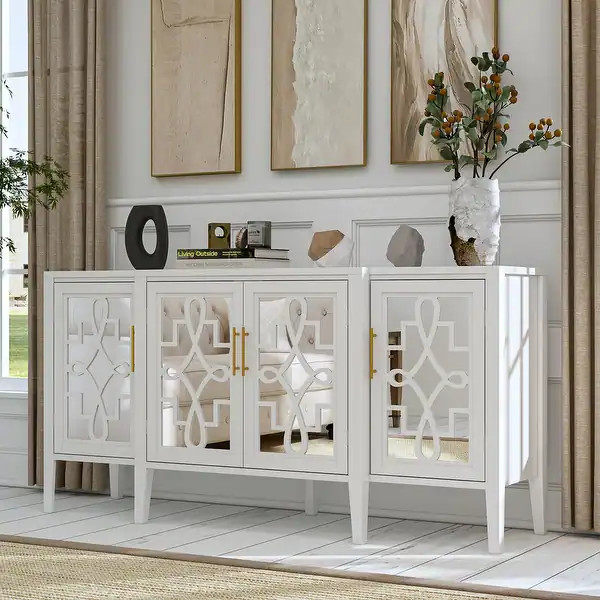 62.9'' Wide Sideboard Acrylic Glass Doors Buffet Storage Cabinet | Bed Bath & Beyond