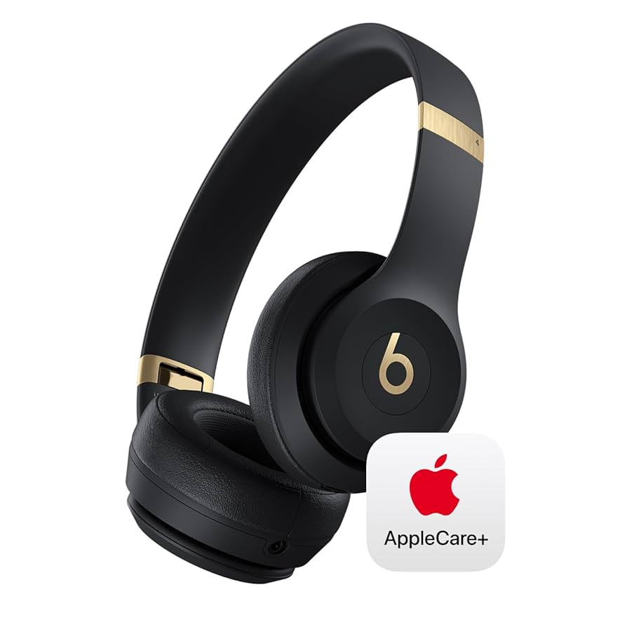 Beats Solo 4 -Wireless Bluetooth on Ear Headphones with AppleCare+ (2 Years) - Black & Gold | Amazon (US)