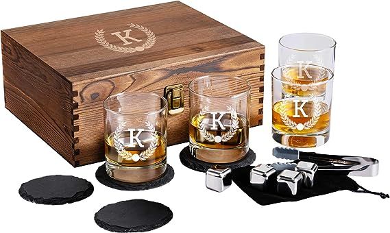 Froolu Personalized Scotch Whiskey Glasses Set - Premium Customizable Monogram Designs - Etched B... | Amazon (US)