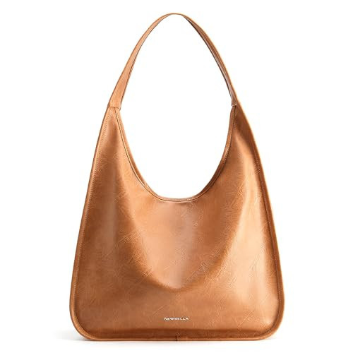 NEWBELLA Women's Hobo Handbags - Soft PU Leather Shoulder Tote Purses with Zipper for Stylish and Functional Everyday Use (Yellow-Medium) | Amazon (US)