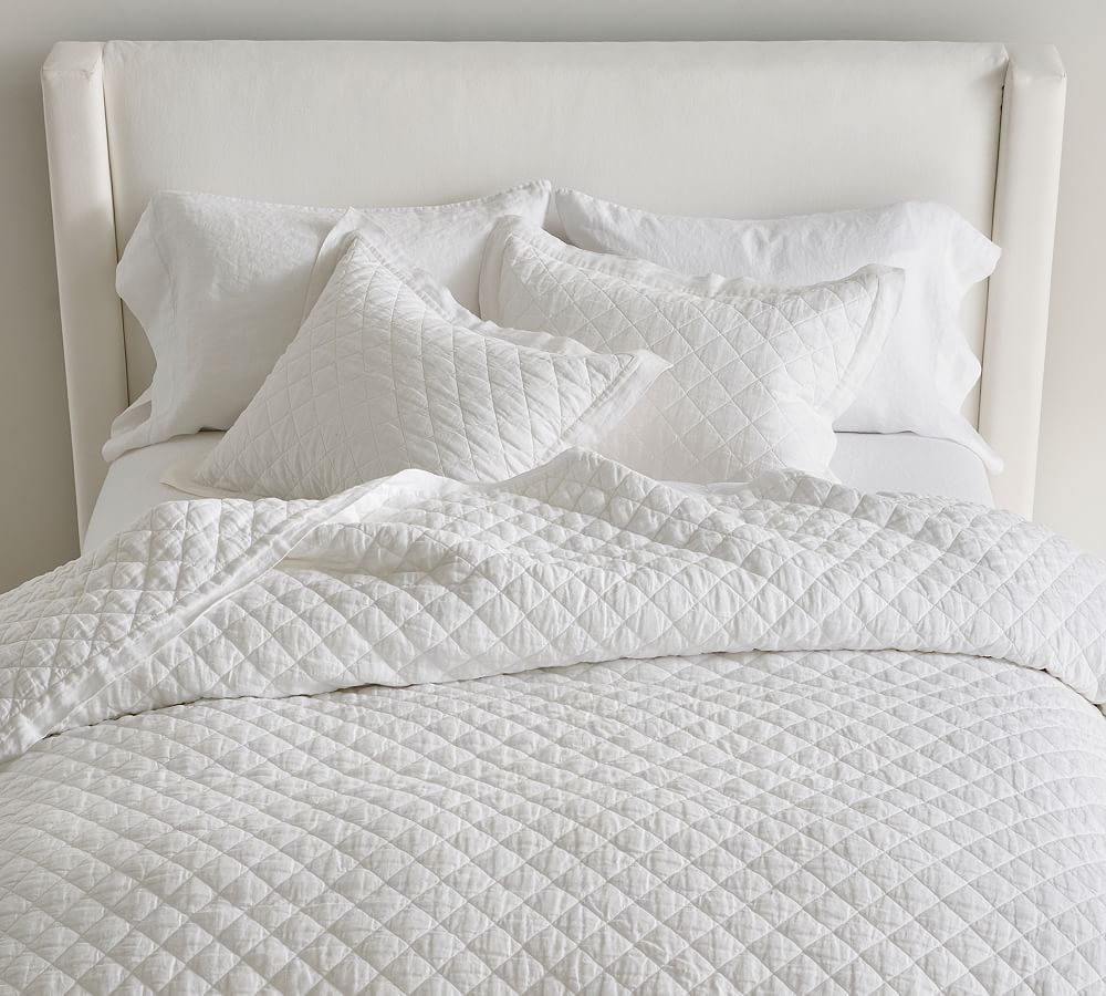 Belgian Flax Linen Diamond Quilt & Shams | Pottery Barn (US)