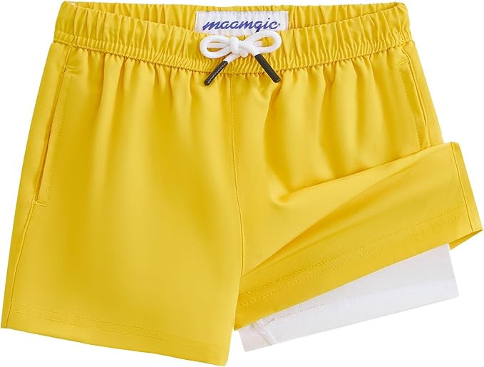 maamgic Boys Swim Trunks with Compression Liner Toddler Stretch Swim Shorts | Amazon (US)