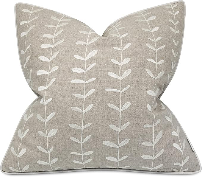 VAGMINE Hand Crafted Embroidered Linen Square Decorative Accent Throw Pillow Cover - for Master B... | Amazon (US)