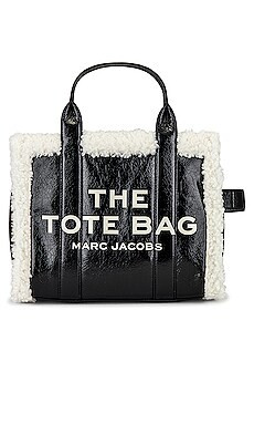 Marc Jacobs Small Crinkle Leather Tote Bag in Black & White from Revolve.com | Revolve Clothing (Global)