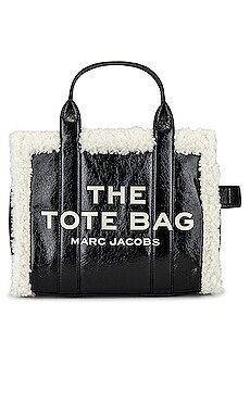 Marc Jacobs Small Crinkle Leather Tote Bag in Black & White from Revolve.com | Revolve Clothing (Global)