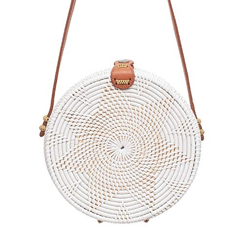 Rattan Bags for Women - Handmade Wicker Woven Purse Handbag Circle Boho Bag Bali | Amazon (US)