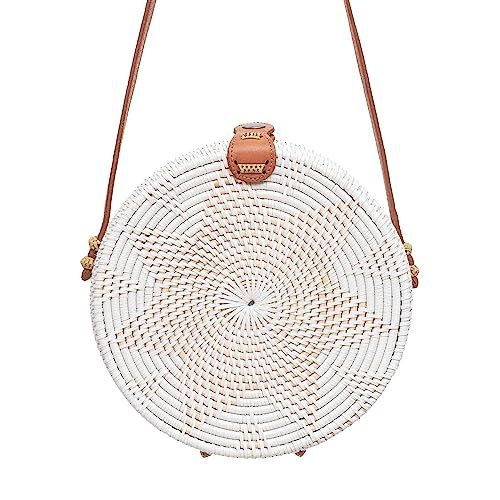 Rattan Bags for Women - Handmade Wicker Woven Purse Handbag Circle Boho Bag Bali | Amazon (US)