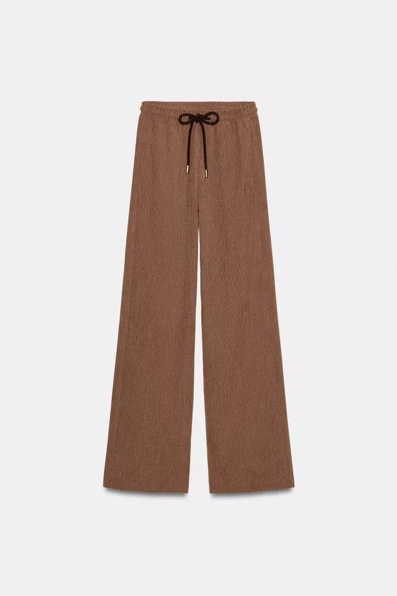 STRAIGHT FIT TROUSERS WITH ELASTICATED WAIST | Zara UK