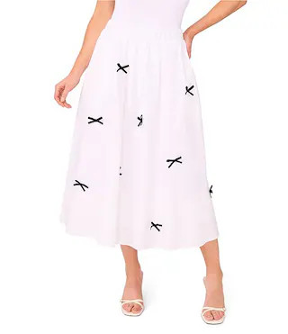 CeCe Bow Detail Pull On Midi A-Line Skirt | Dillard's | Dillard's